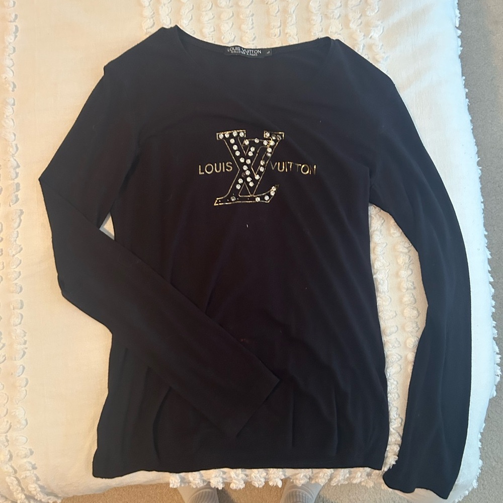 Louis Vuitton Black Sequin Long Sleeve Sweatshirt